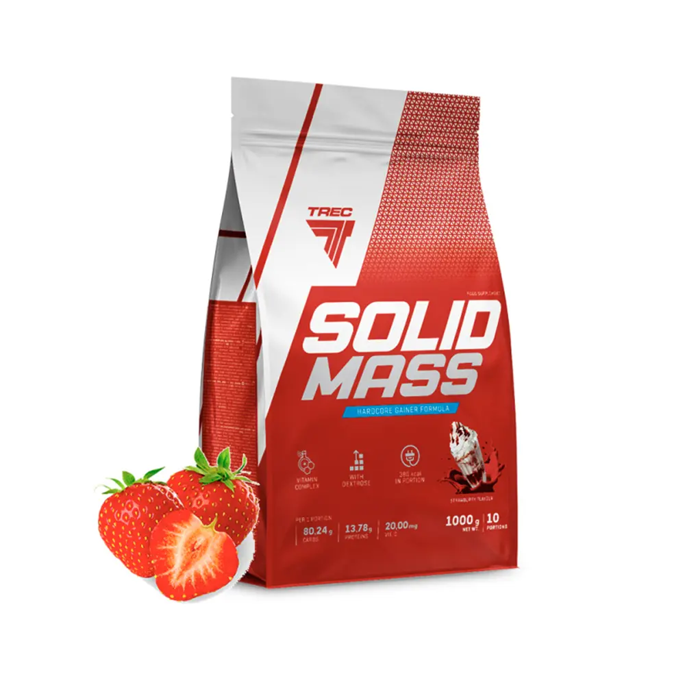 Гейнер Trec Nutrition Solid Mass (Клубника), 1000 г