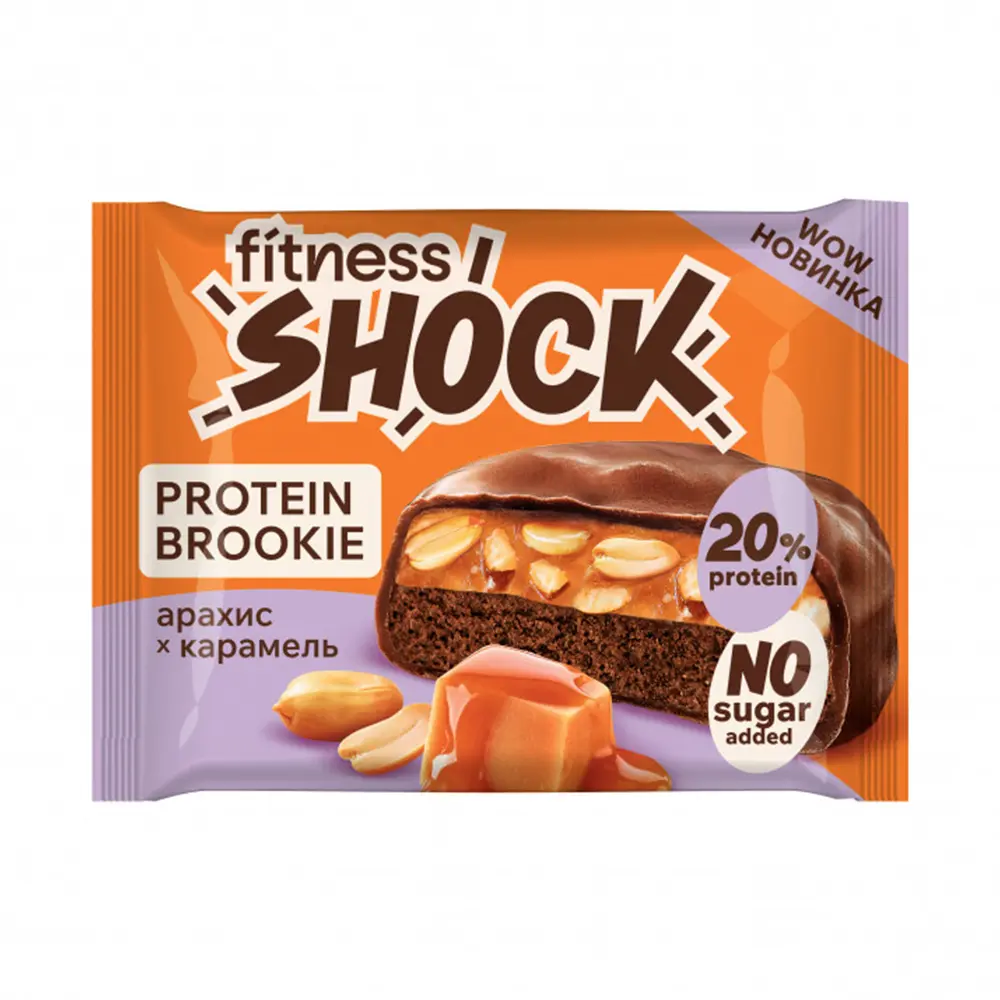Протеиновое бруки FitnesSHOCK Protein Brookie (Арахис-карамель), 50 г