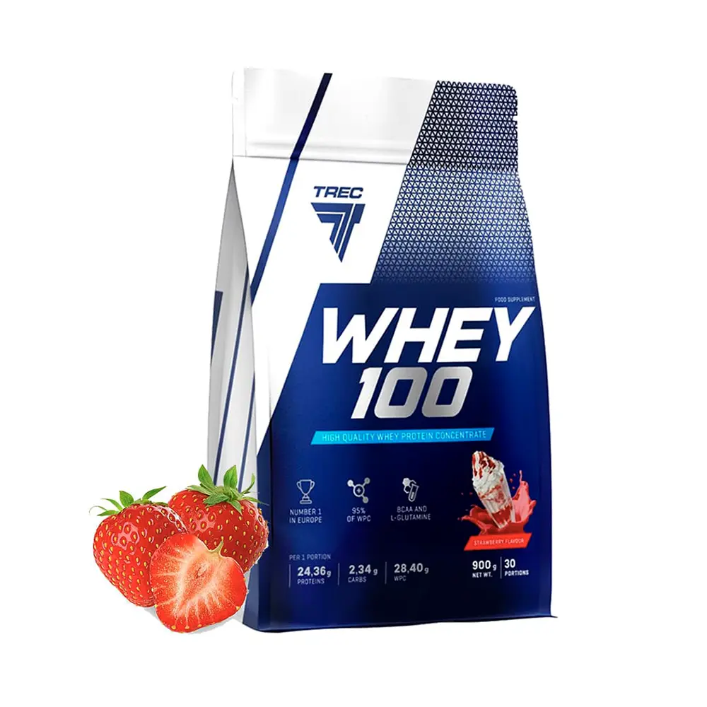Протеин Trec Nutrition Whey 100 (Клубника), 900 г