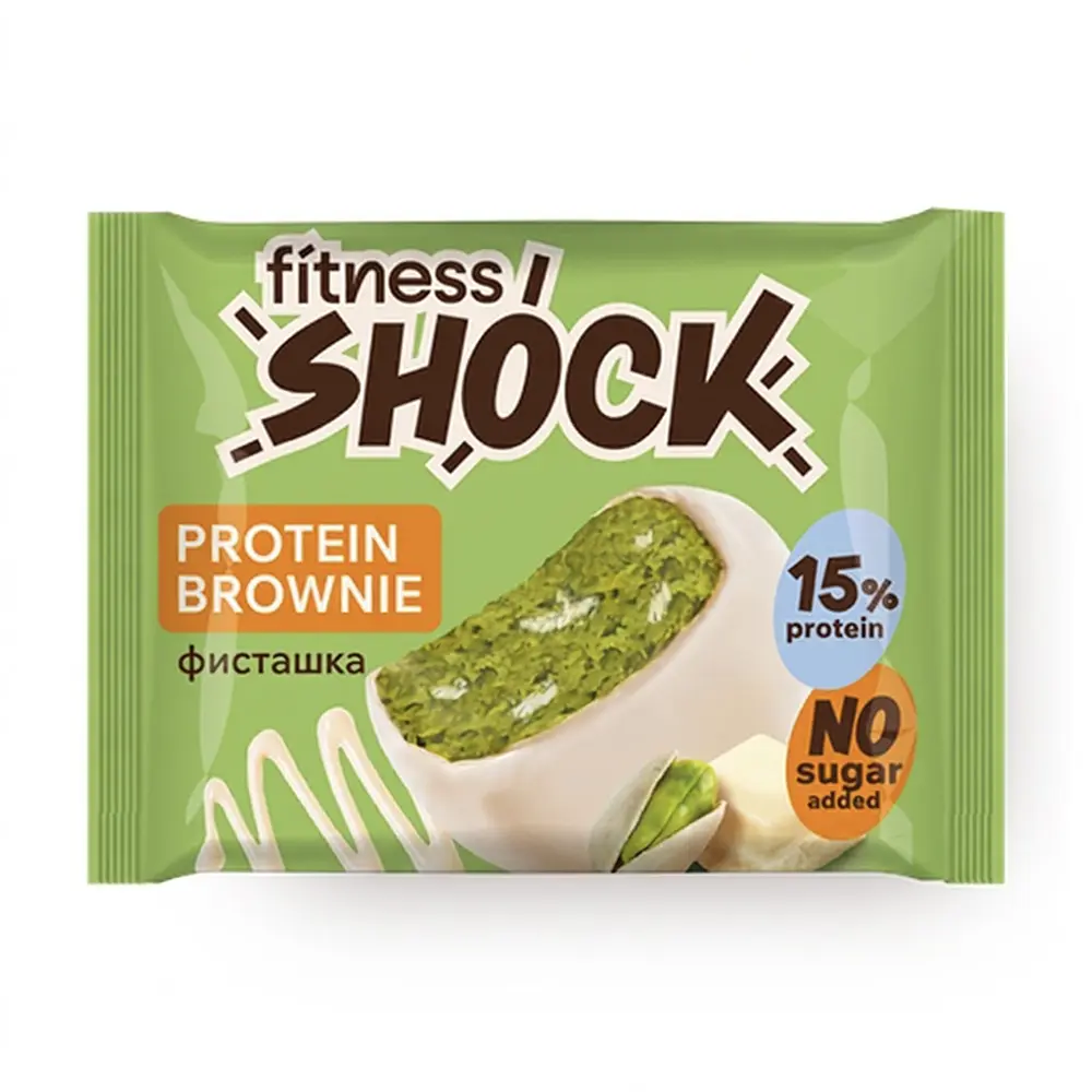 Протеиновое брауни FitnesSHOCK Protein Brownie (Белый шоколад и фисташка), 50 г
