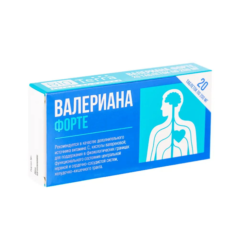 Экстракт BIOTerra Валериана Форте, 200 мг